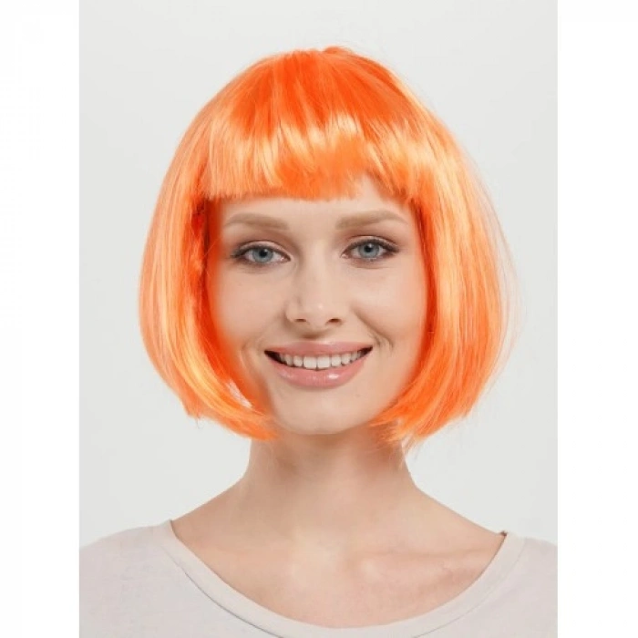 HERŞEYTREND Turuncu Renk Parti Peruğu Küt Saç