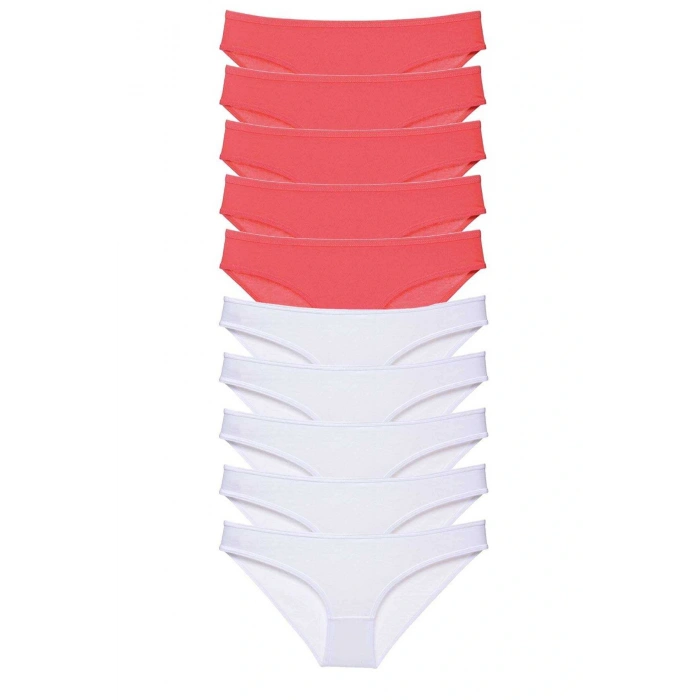 LitaeTrend 10 adet Eko Set Likralı Kadın Slip Külot Fuşya Beyaz