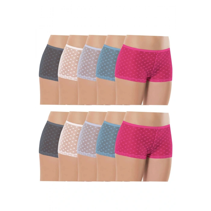 LitaeTrend 10 Adet Kadın Komple Tül Dantel Boxer Külot
