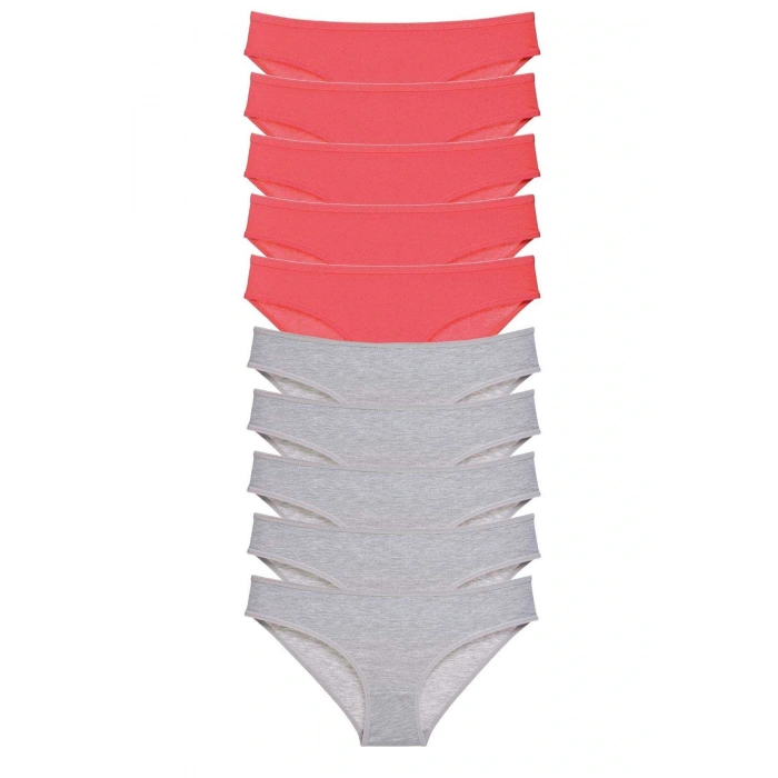 LitaeTrend 10 adet Süper Eko Set Likralı Kadın Slip Külot Fuşya Gri