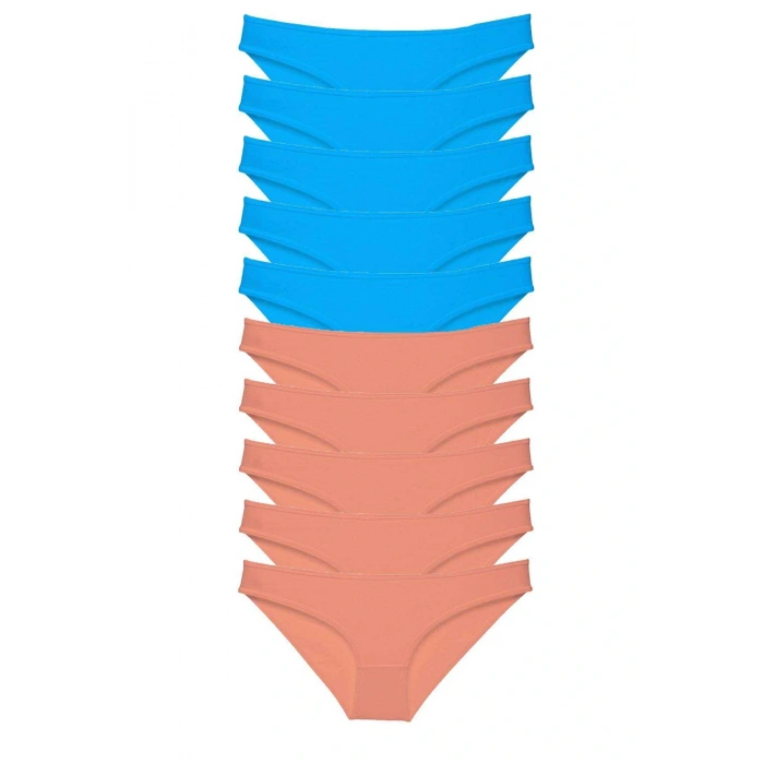 LitaeTrend 10 adet Süper Eko Set Likralı Kadın Slip Pudra Mavi