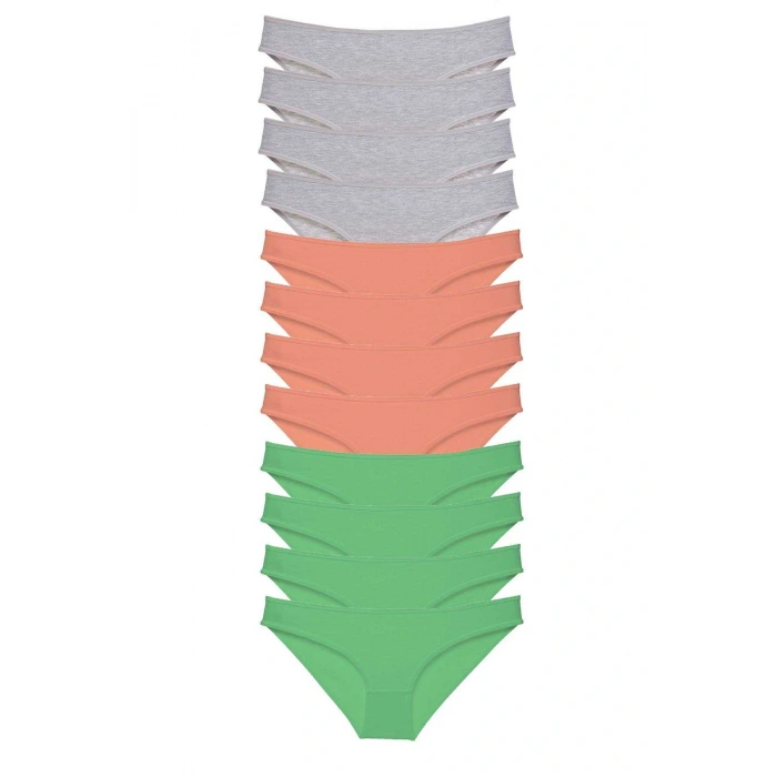 LitaeTrend 12 adet Süper Eko Set Likralı Kadın Slip Külot Gri Pudra Yeşil