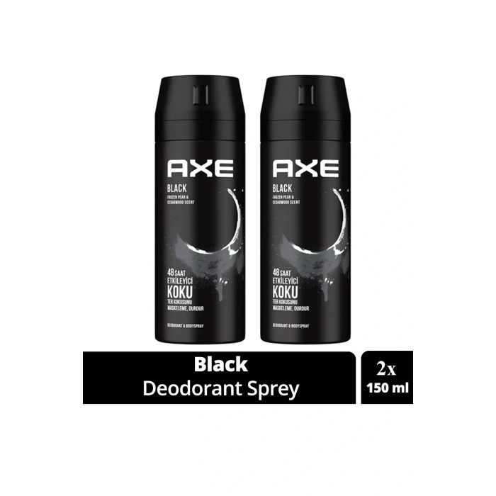 LitaeTrend 2 Adet Axe Erkek Deodorant & Bodyspray Black 48 Saat Etkileyici Koku Vücut Spreyi 150 ml