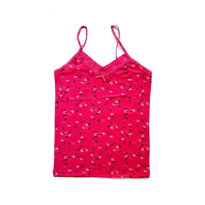 LitaeTrend 2 Adet Kadın Askılı Desenli Atlet Dantelli Empirme Pamuklu Penye D3-4