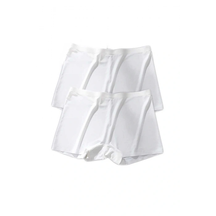 LitaeTrend 2 Adet Kadın Dikişsiz Görünmez İz Yapmaz Mini Şort Boxer Beyaz