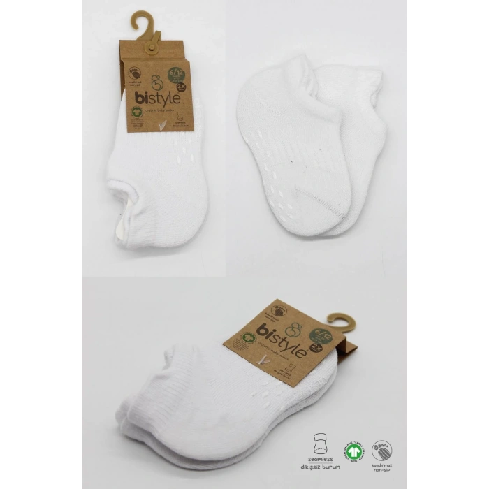 LitaeTrend 2li Sneakers Kaymaz Basic Penye Çorap Bs20103 Beyaz Beyaz