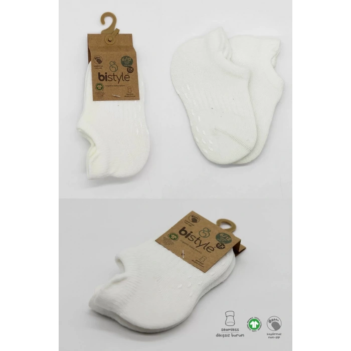 LitaeTrend 2li Sneakers Kaymaz Basic Penye Çorap Bs20103 Ekru Ekru