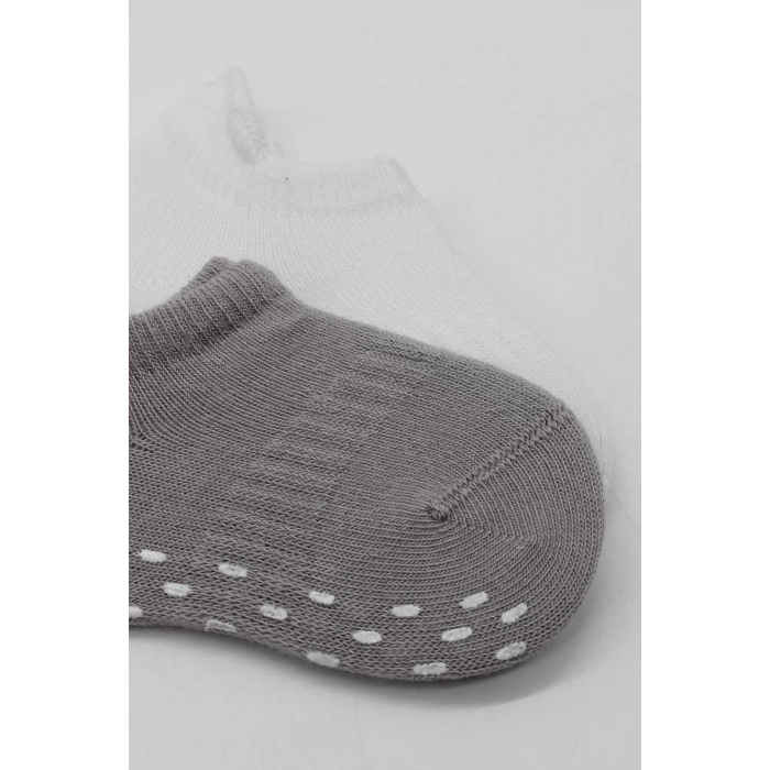 LitaeTrend 2li Sneakers Kaymaz Colours Penye Çorap Bs20104 Gri Beyaz