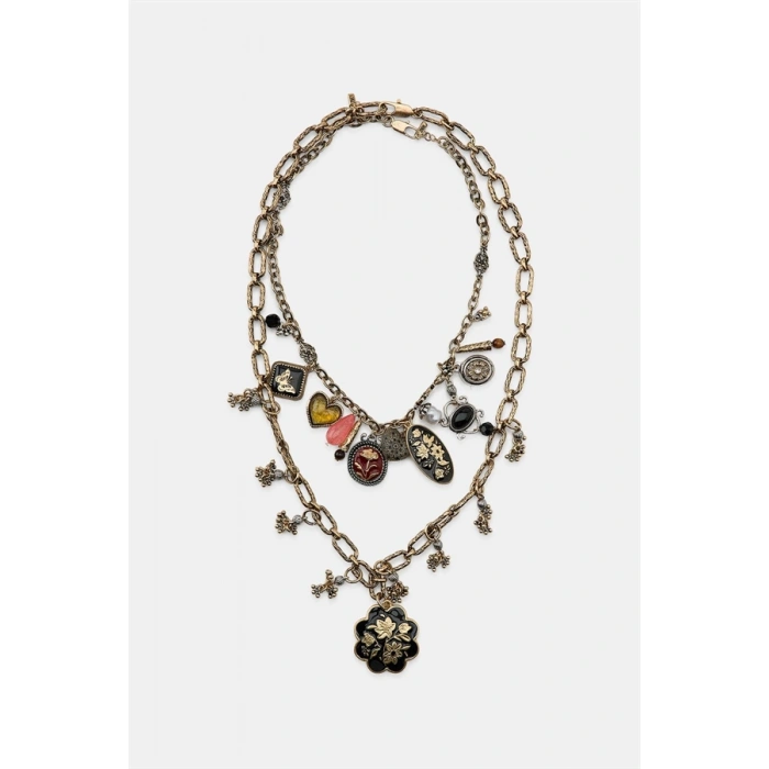 HERŞEYTREND 2li Uçlu Kolye Kolye - Altın