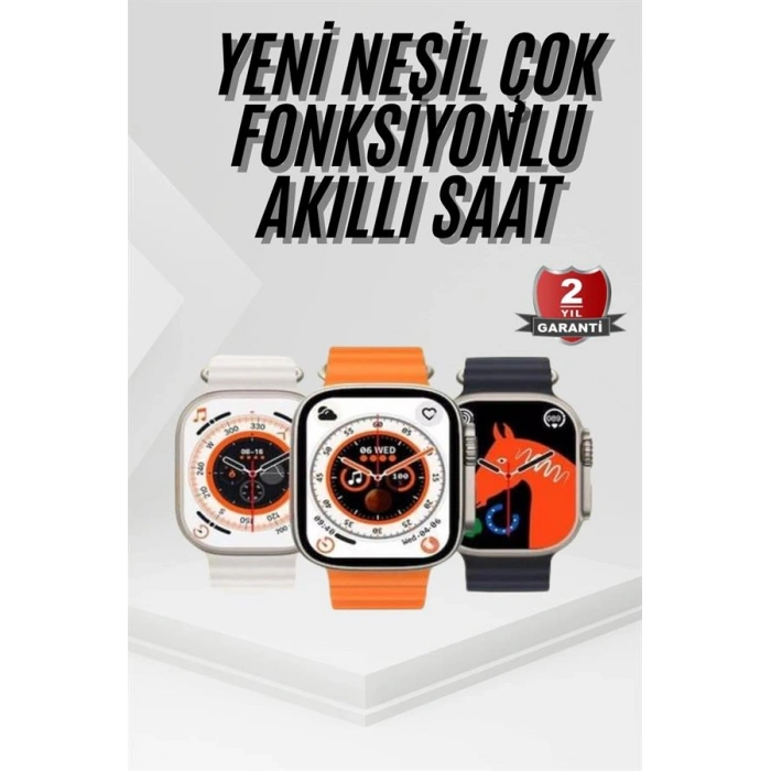 HERŞEYTREND 2025 Model Akıllı Saat Kordon Hediyeli Çağrı Cevaplama Uzun Pil Süreli Android İOS Uyumlu