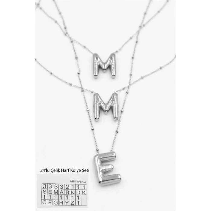 LitaeTrend 24lü Harf Kolye Seti - Gümüş