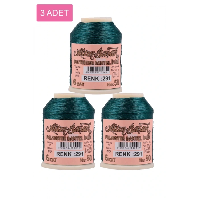 LitaeTrend 3 Adet Altınbaşak Oya ve Dantel İpi 20 gr - Royaleks - No: 291