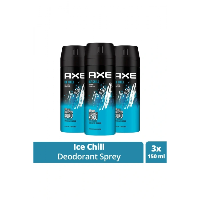 LitaeTrend 3 Adet Axe Ice Chill Erkek Deodorant Sprey 150 ml
