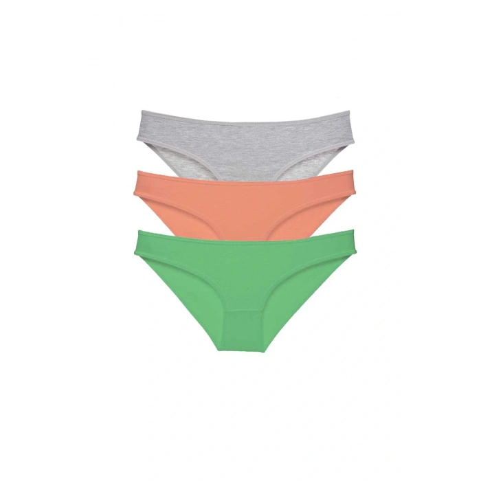 LitaeTrend 3 adet Süper Eko Set Likralı Kadın Slip Külot Gri Pudra Yeşil