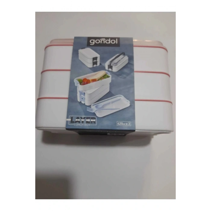 LitaeTrend 3 Katlı Beslenme Kabı Çatal Kaşık İçerisinde