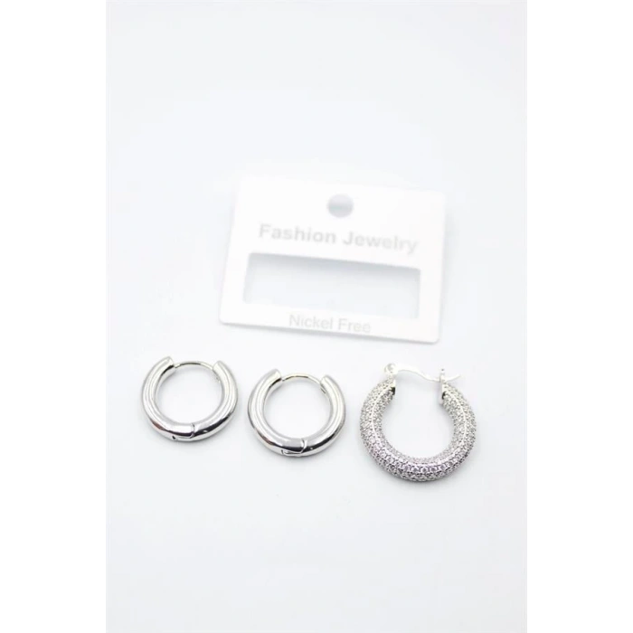 LitaeTrend 3lü Halka Küpe - Gümüş