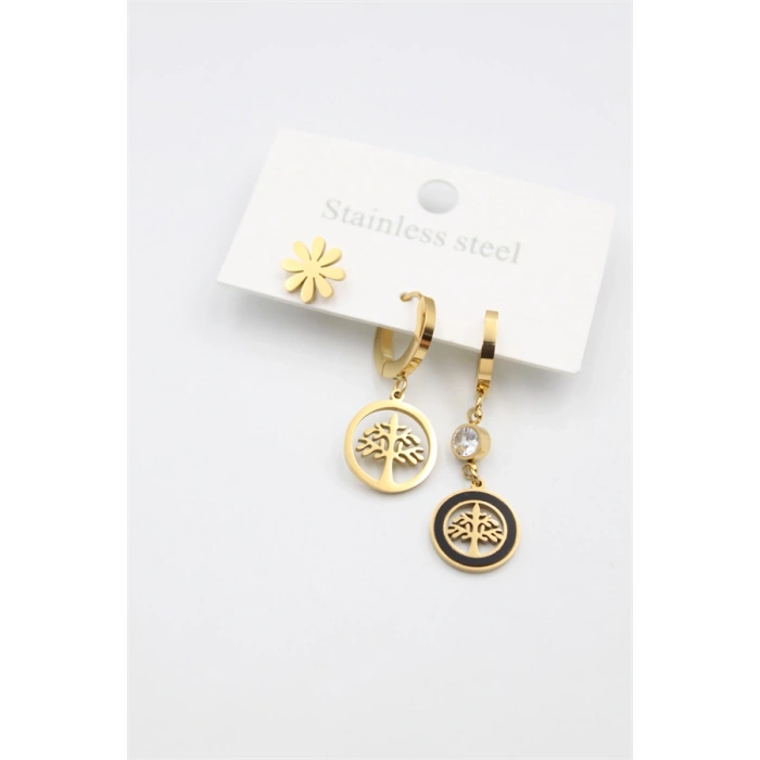 HERŞEYTREND 3lü Hayat Ağacı Küpe - Altın