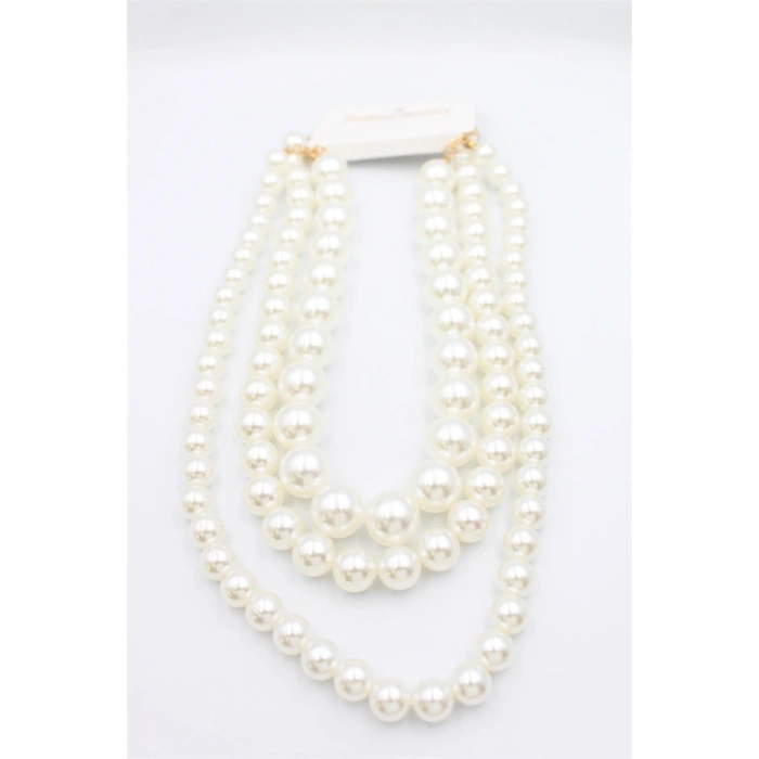 HERŞEYTREND 3lü İnci Set Kolye - Beyaz