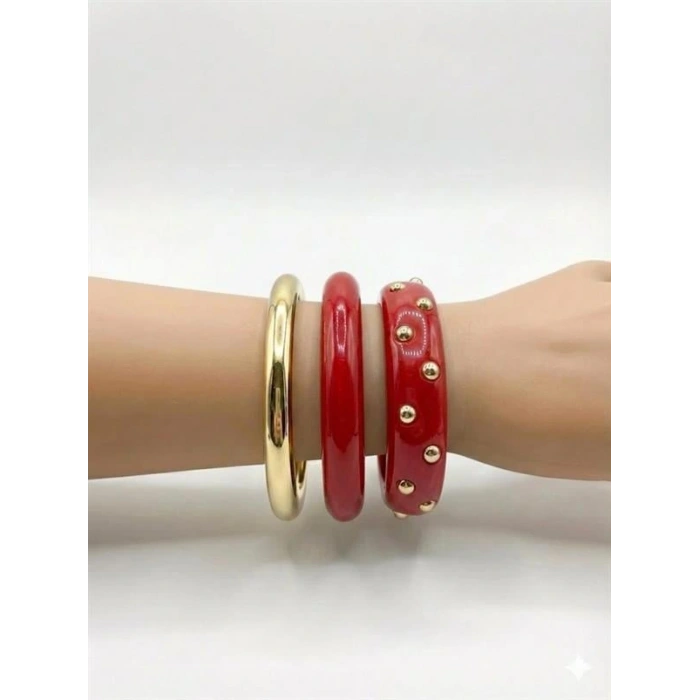 LitaeTrend 3Lü Set Bilezik - Kırmızı