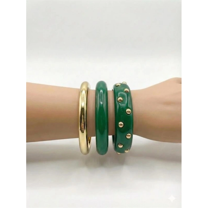 LitaeTrend 3Lü Set Bilezik - Yeşil