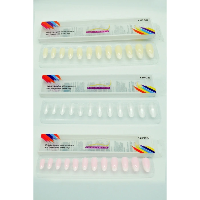 LitaeTrend 3 Renk Toplam 36 Adet Badem Tırnak Tak Ve Çık Kendinden Yapışkanlı Takma Tırnak
