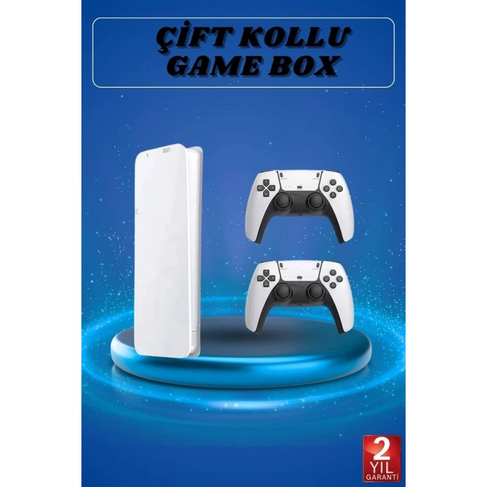 LitaeTrend 3D Çift Oyun Kollu 4K HD Ekran Nostaljik 20.000 Oyunlu Beyaz Game Box