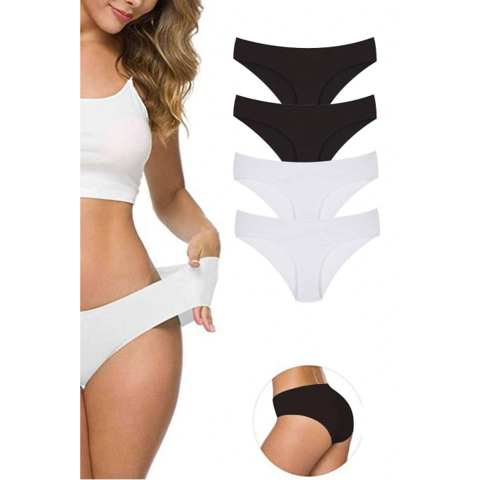 LitaeTrend 4 Adet Kadın Dikişsiz Lazer Kesim Esnek İz yapmayan Külot S1