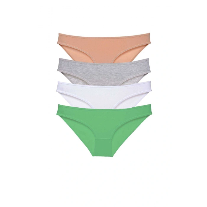 LitaeTrend 4 adet Süper Eko Set Likralı Kadın Slip Külot Ten Gri Beyaz Yeşil