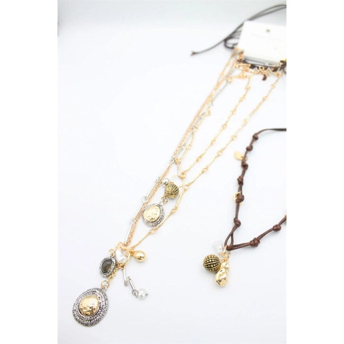 HERŞEYTREND 4lü Metal İp Set Kolye - Altın