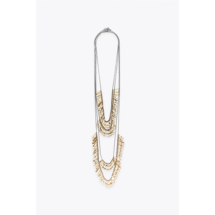 HERŞEYTREND 4LÜ METAL PLAKA KOLYE - Altın