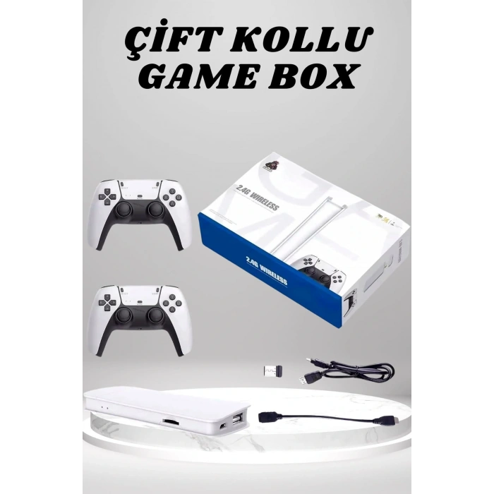 LitaeTrend 4K 3D HD Görüntü Kaliteli Kablosuz Çift Kollu 20.000 Oyunlu Retro Oyun Konsolu TV Box