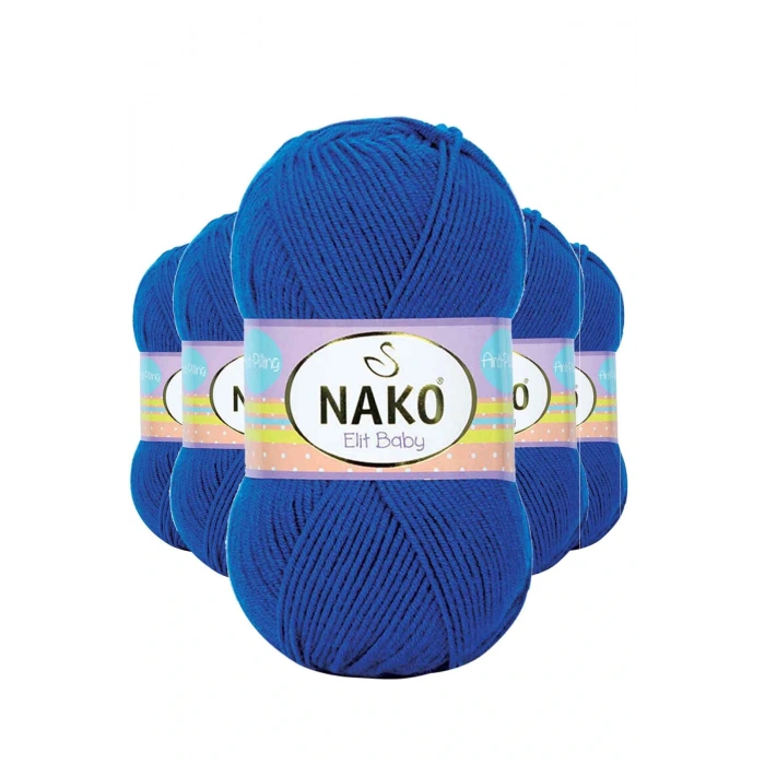 LitaeTrend 5 Adet Elite Baby El Örgü İpi Tüylenmeyen Bebek Yünü Saks Mavi 10346