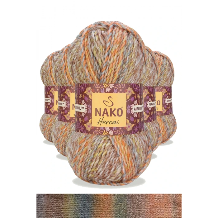 LitaeTrend 5 Adet Hercai Ebruli Hırka Kazak Atkı Bere El Örgü İpi Yünü 76035