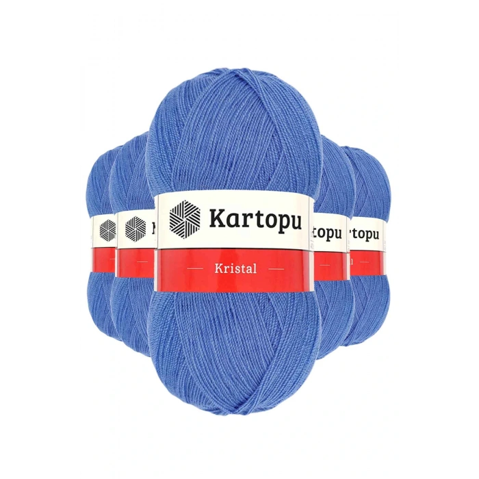 LitaeTrend 5 Adet Kristal Çift Katlı El Örgü Lif İpi Koyu Mavi K535