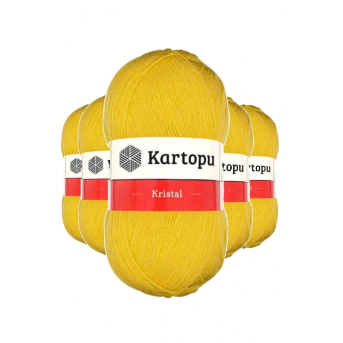 LitaeTrend 5 Adet Kristal Çift Katlı El Örgü Lif İpi Sarı K301