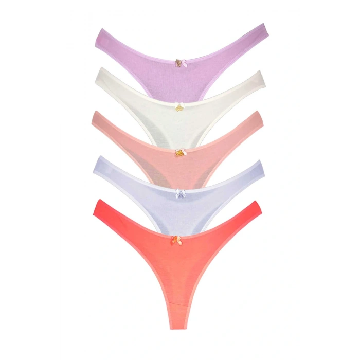 LitaeTrend 5 Adet Pamuklu Kadın Klasik Tanga Soft Renkler