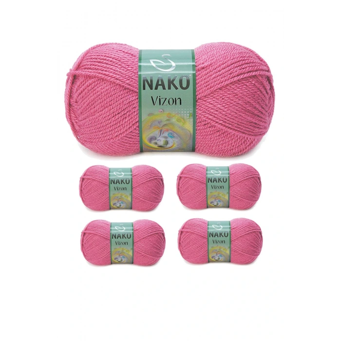 LitaeTrend 5 Adet Vizon Premium Akrilik El Örgü İpi Yünü Renk No:180 Kuru Gül