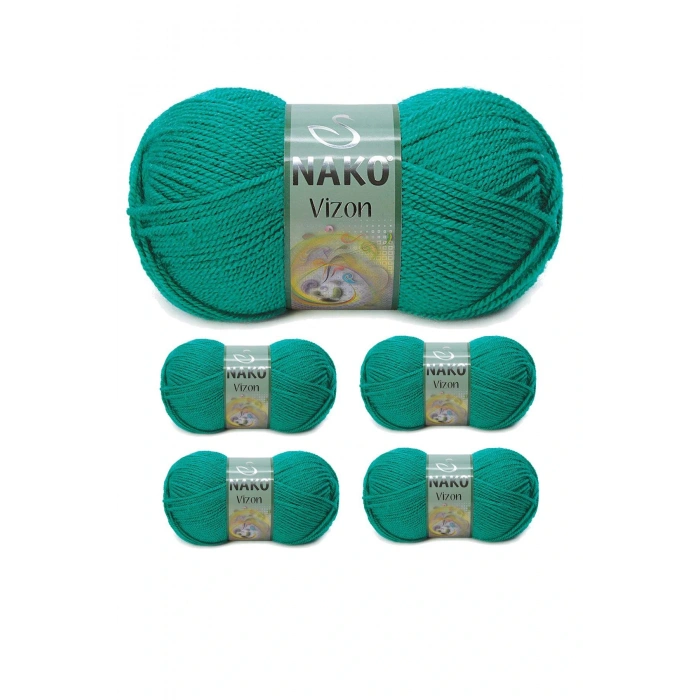 LitaeTrend 5 Adet Vizon Premium Akrilik El Örgü İpi Yünü Renk No:181 Ördek Başı Yeşil