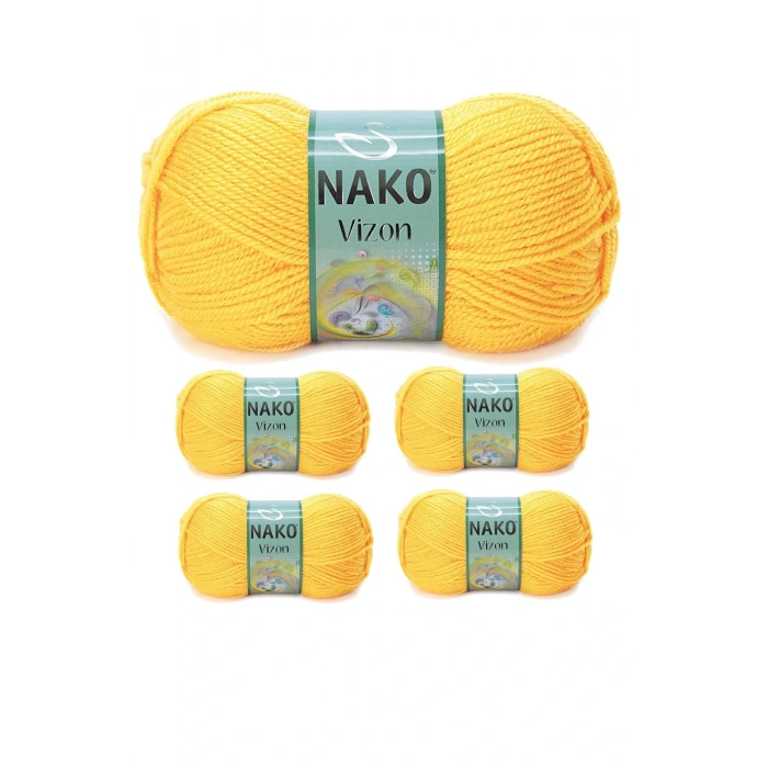 LitaeTrend 5 Adet Vizon Premium Akrilik El Örgü İpi Yünü Renk No:184 Sarı