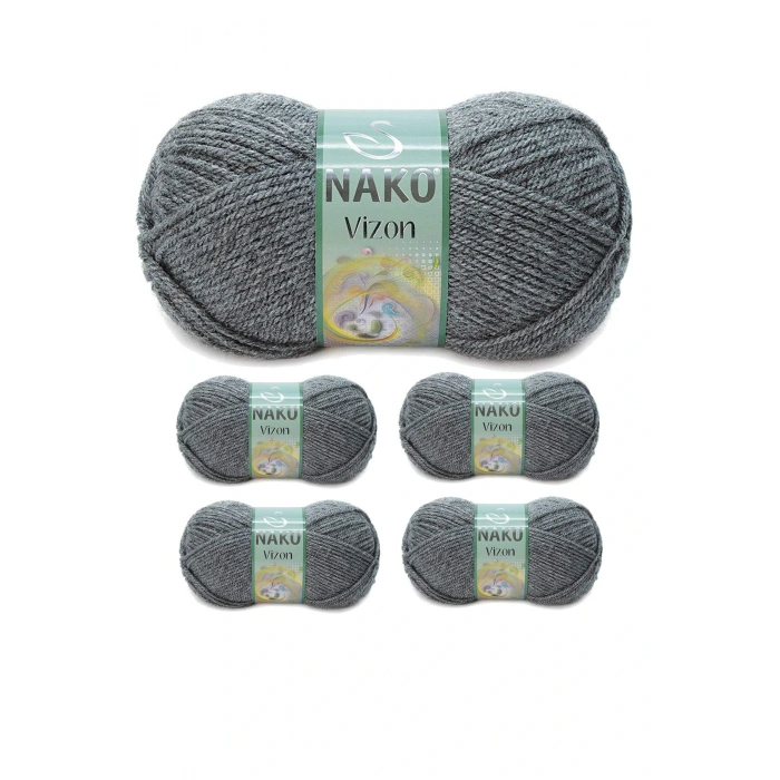 LitaeTrend 5 Adet Vizon Premium Akrilik El Örgü İpi Yünü Renk No:193 Loş Gri