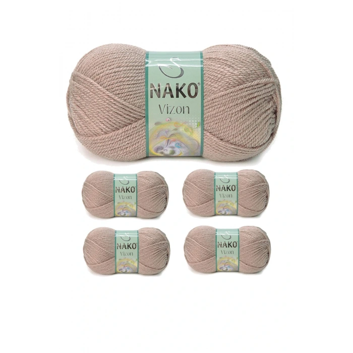 LitaeTrend 5 Adet Vizon Premium Akrilik El Örgü İpi Yünü Renk No:257 Sütlü Kahve