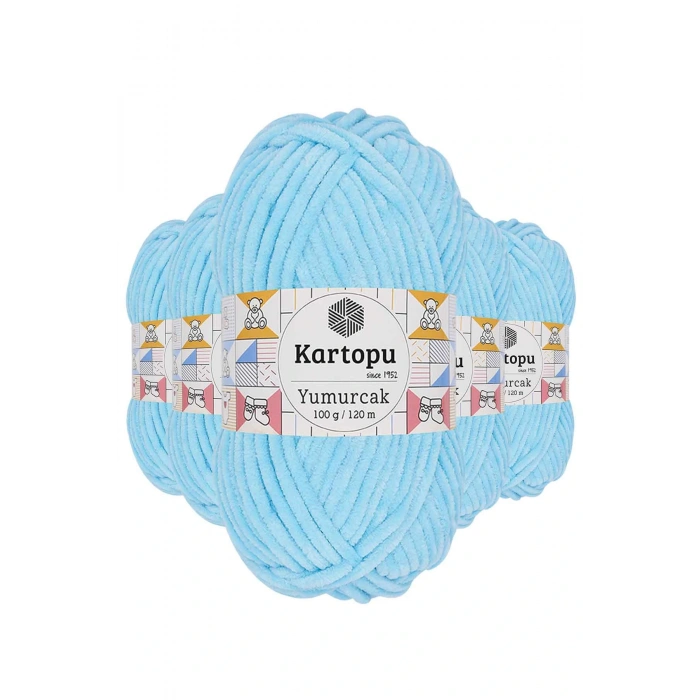 LitaeTrend 5 Adet Yumurcak Kadife El Örgü İpi Açık Turkuaz K516