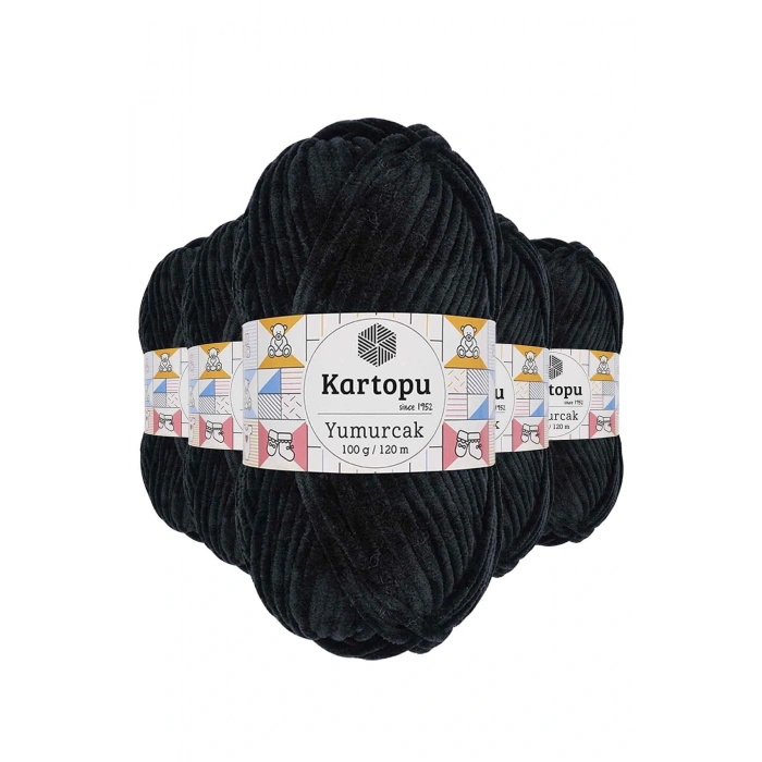 LitaeTrend 5 Adet Yumurcak Kadife El Örgü İpi Siyah K940