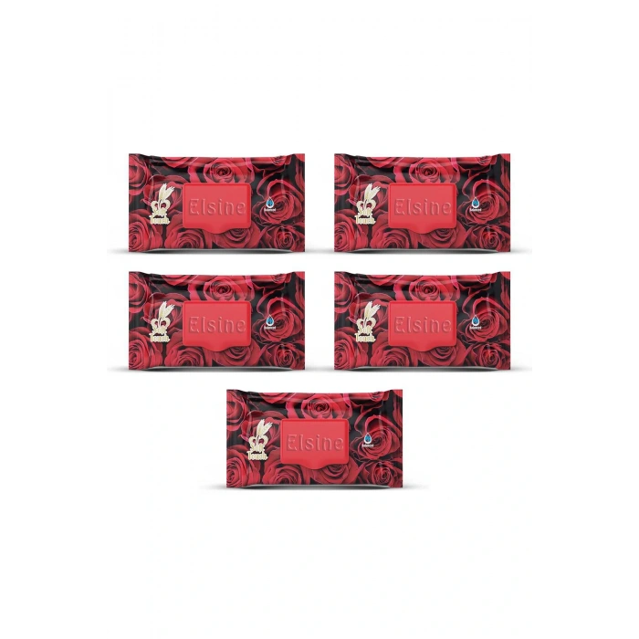 LitaeTrend 5 Paket Red Rose Islak Havlu Mendil 90 Adet Kapaklı Gül Kokulu