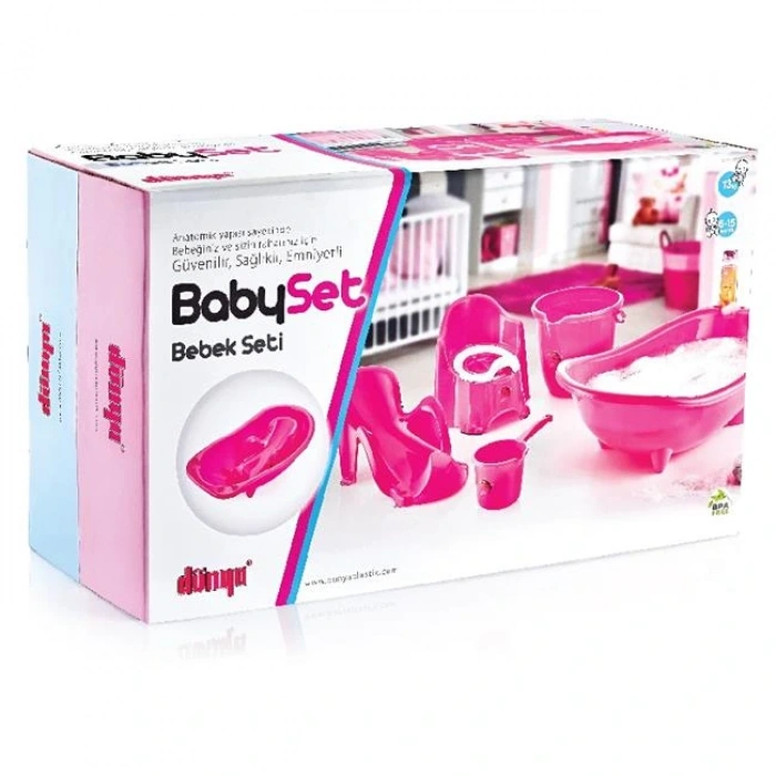 LitaeTrend 5 Parça Oturaklı Bebek Bakım Yıkama Seti Pembe