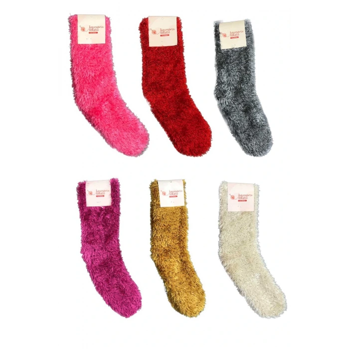 LitaeTrend 6 Adet Dikişsiz Tüylü Sıcak Tutan Ev Çorabı