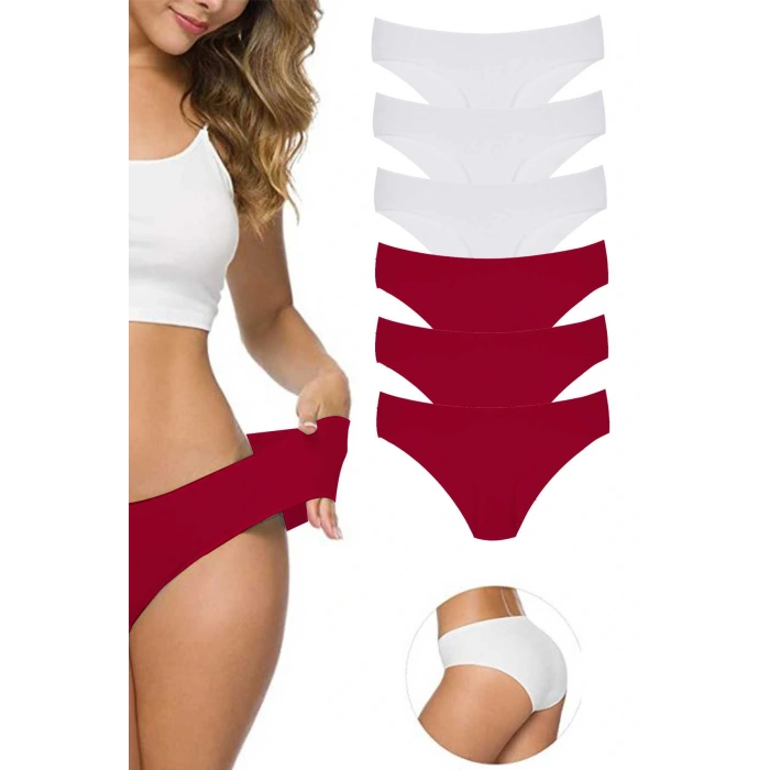 LitaeTrend 6 Adet Kadın Dikişsiz Lazer Kesim Esnek İz yapmayan Külot S6