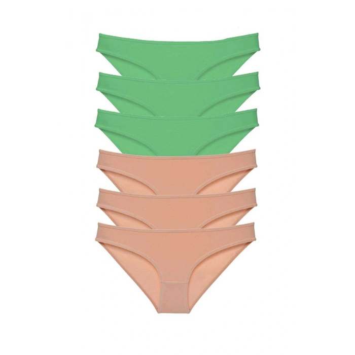 LitaeTrend 6 adet Süper Eko Set Likralı Kadın Slip Külot Yeşil Ten