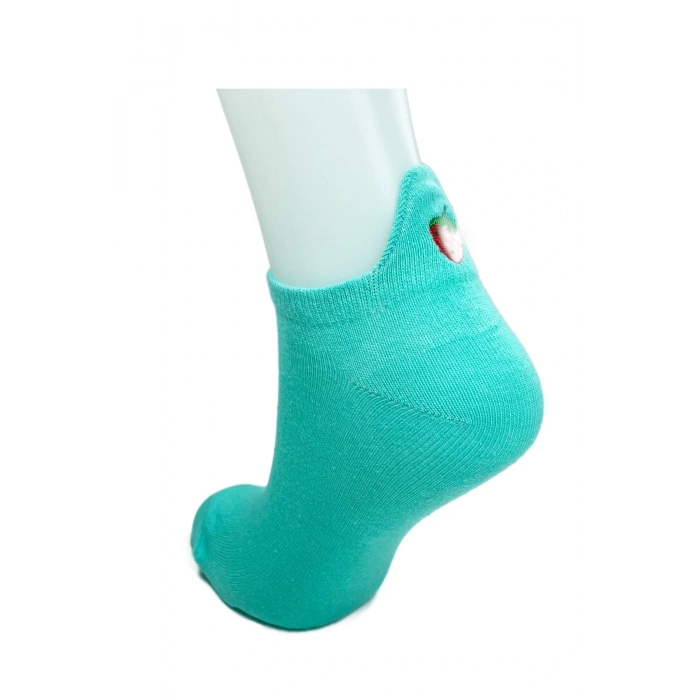 LitaeTrend 6 Çift Çilek Nakış Baskılı Pamuklu Yumuşak Kadın Bilek Çorap