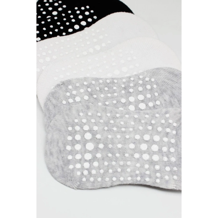 LitaeTrend 6lı Sneakers Kaymaz Penye Çorap Bs20102 Gri Beyaz Siyah